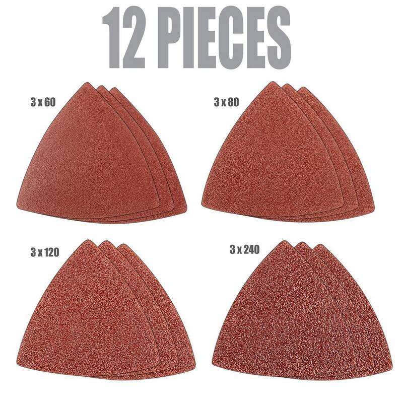 Conjunto de papel de lija universal con gancho y lazo de Genesis con 3 de grano 60, 3 de grano 80, 3 de grano 120 y 3 de grano 240 (12 piezas) - GAMT701