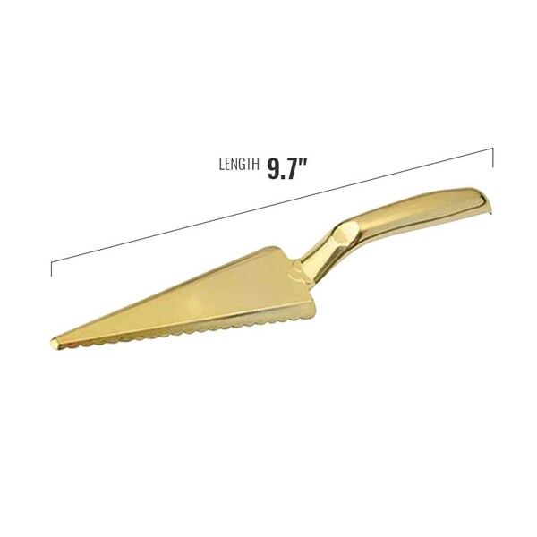 Smarty Had A Party Shiny Gold Disposable Plastic Cake Cutter/Lifter (48 Cake Cutters), 48PK - 435-G-CASE
