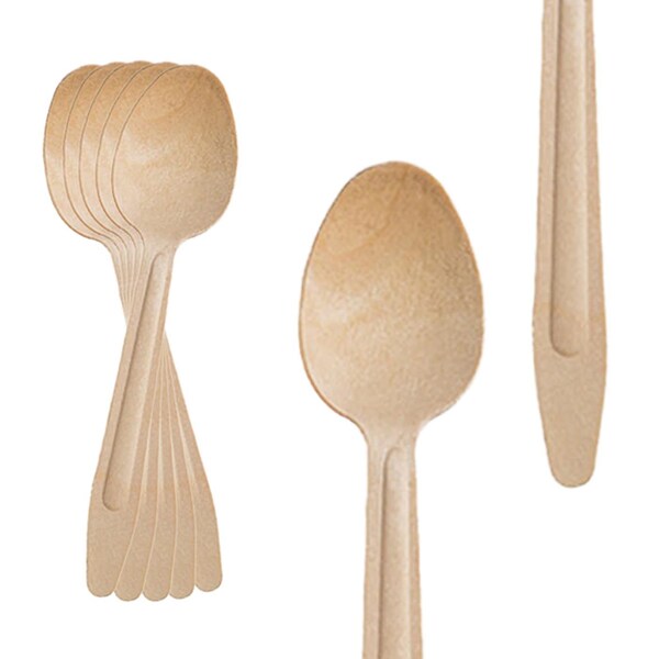 Smarty Had A Party Natural Birch Eco Friendly Disposable Dinner Spoons (600 Spoons), 600PK - 4663SP-CASE