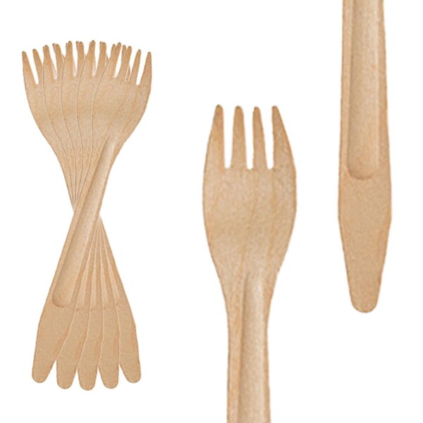 Smarty Had A Party Natural Birch Eco-Friendly Disposable Dinner Forks (600 Forks), 600PK - 4661FK-CASE