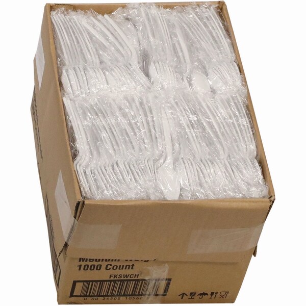 Pactiv Evergreen Fieldware Cutlery, Individually Wrapped, Mediumweight Spoon, Plastic, White, 1000PK - FKSWCH
