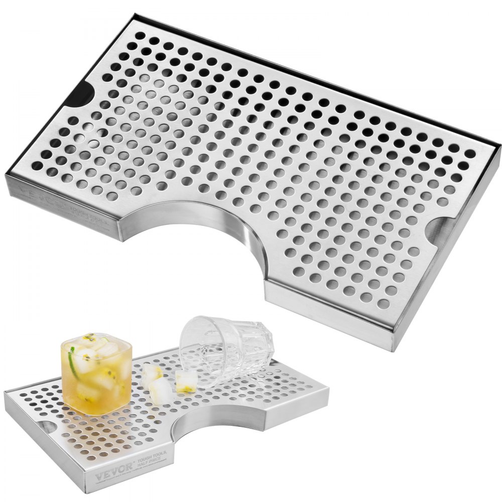VEVOR Kegerator Beer Drip Tray, 304 Stainless Steel Keg Drip Trays with 4 Non-Slip Rubber Pads and Detachable Cover, Heat / Cold Resistant Beer Tower Drip Pan for Bar Restaurant Coffee Shop Home - LTJZJZDSPW00QIRD7V0
