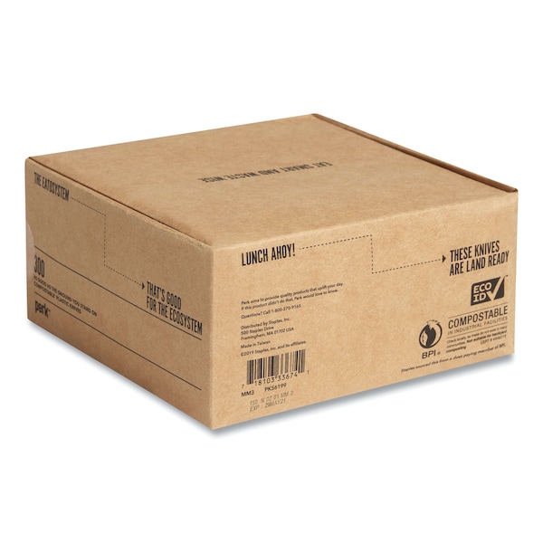 Perk Mediumweight Plastic Cutlery, Knife, White, PK300, 300PK - PK58700/PK56399