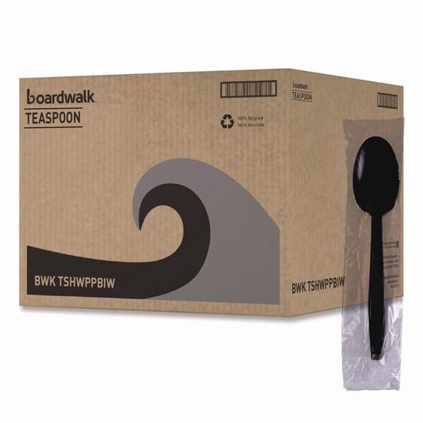 Boardwalk Heavyweight Wrapped Polypropylene Cutlery, Spoon, Plastic, Black, 1000PK - BWKTSHWPPBIW