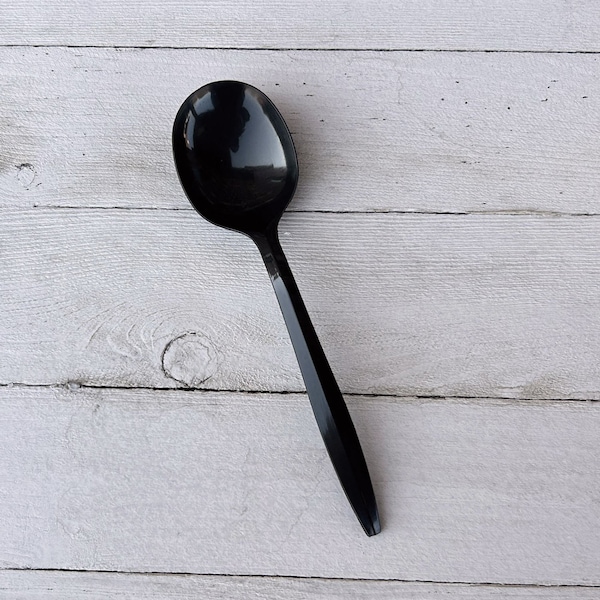Boardwalk Mediumweight Polypropylene Cutlery, Soup Spoon, Black, 1000PK - BWKSOUPBLMW
