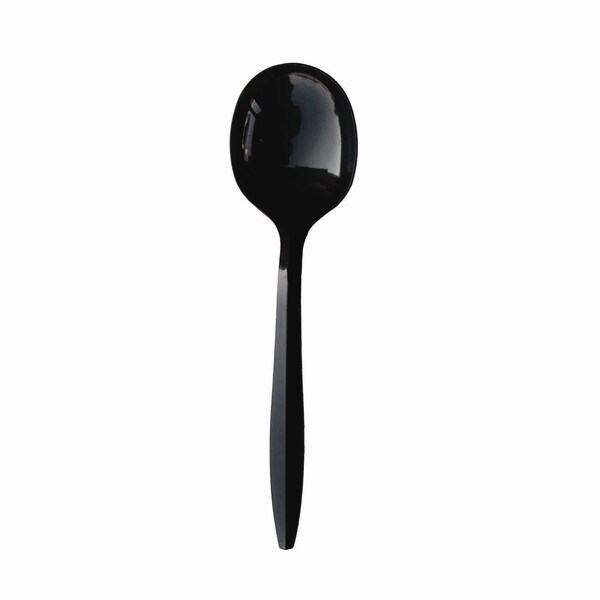 Boardwalk Mediumweight Polypropylene Cutlery, Soup Spoon, Black, 1000PK - BWKSOUPBLMW