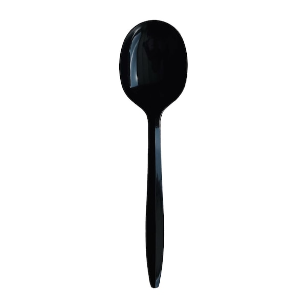Boardwalk Mediumweight Wrapped Polypropylene Cutlery, Soup Spoon, Black, 1000PK - BWKSOUPBLPPIW