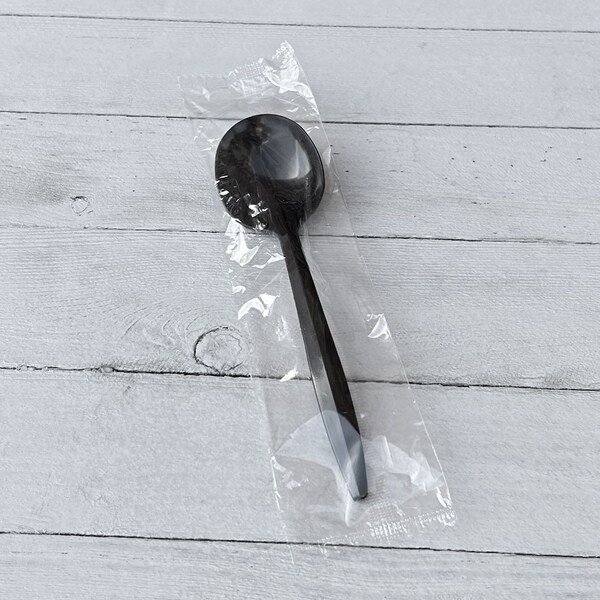 Boardwalk Mediumweight Wrapped Polypropylene Cutlery, Soup Spoon, Black, 1000PK - BWKSOUPBLPPIW