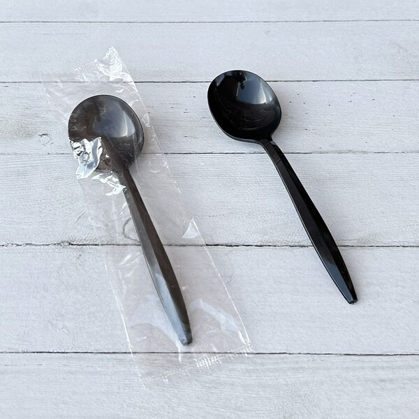 Boardwalk Mediumweight Wrapped Polypropylene Cutlery, Soup Spoon, Black, 1000PK - BWKSOUPBLPPIW