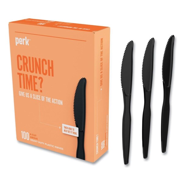 Trascocina Heavyweight Plastic Cutlery Knives, Black, 100PK - TR3757766