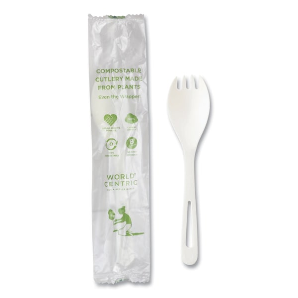 World Centric TPLA Compostable Cutlery, Spork, White, PK750 - RK-PS-I