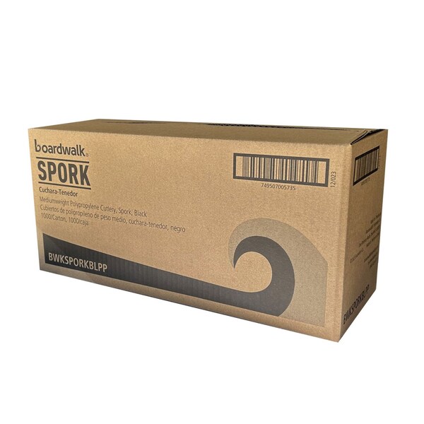 Boardwalk Mediumweight Polypropylene Cutlery, Spork, Black, 1000PK - BWKSPORKBLPP