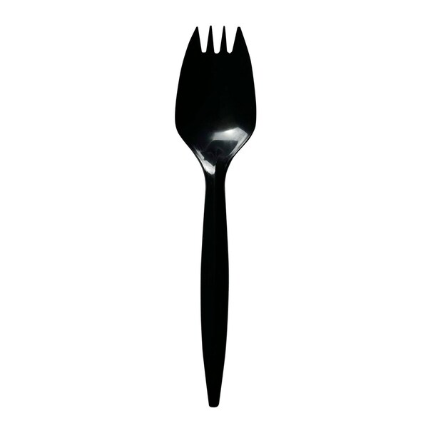 Boardwalk Mediumweight Polypropylene Cutlery, Spork, Black, 1000PK - BWKSPORKBLPP