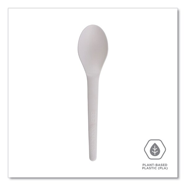 Eco-Products Plantware Compostable Cutlery, Spoon, 6 in., White, 1000PK - EP-S013-W