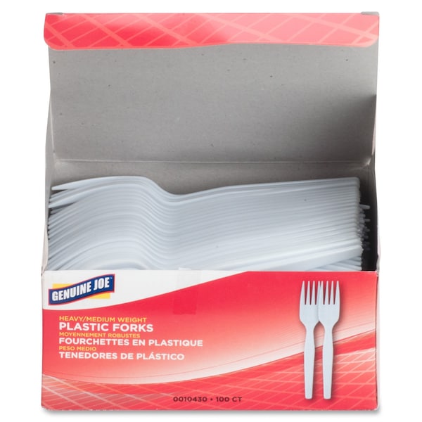 Genuine Joe Heavyweight White Plastic Forks, PK40 - GJO0010430CT