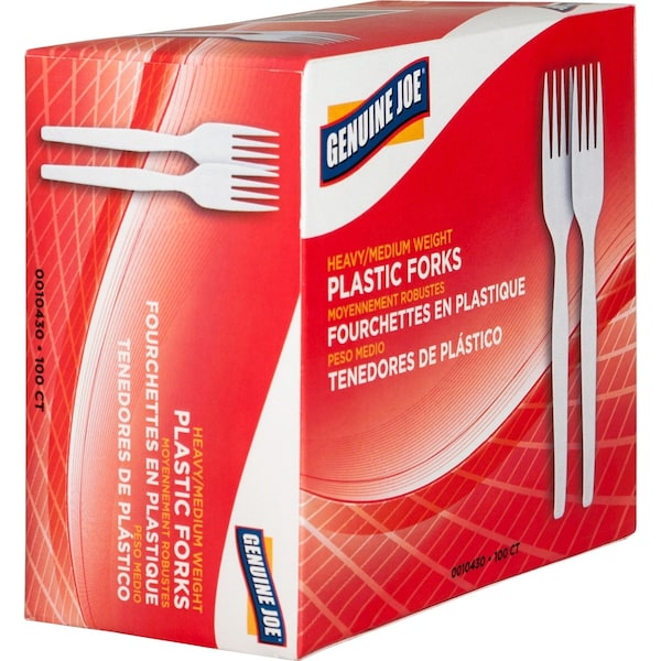 Genuine Joe Heavyweight White Plastic Forks, PK40 - GJO0010430CT