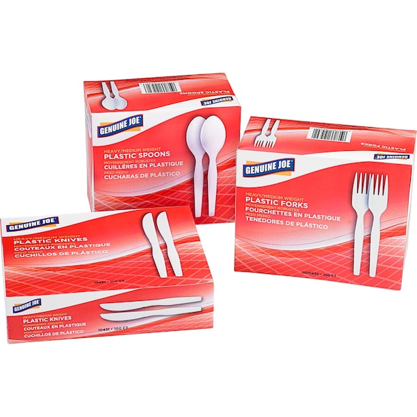 Genuine Joe Heavyweight White Plastic Forks, PK40 - GJO0010430CT