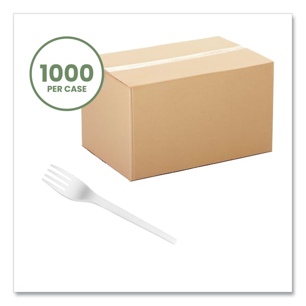 Vegware White CPLA Cutlery, Fork, PK1000 - VW-FK6.5