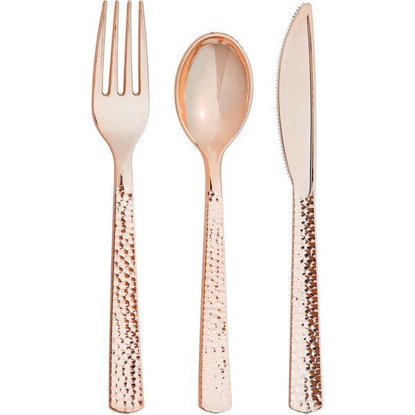 Omg Hammered Assorted Cutlery, Metallic Rosegold, 24PK - OM1570851