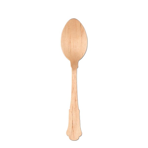 Smarty Had A Party Silhouette Birch Wood Eco Friendly Disposable Dinner Spoons (600 Spoons), 600PK - 4667SP-CASE