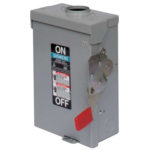 Interruptor de seguridad Siemens con fusible, servicio general, 240V CA, 3PST, 200 A, NEMA 3R - GF324NR