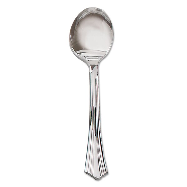 Wna Heavyweight Plastic Soup Spoons, Silver, 5-3/4 in., Reflections Design, 600PK - WNA 640155