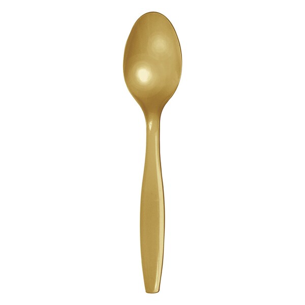 Touch Of Color Glittering Gold Plastic Spoons, 6.75", 600PK - 010589B