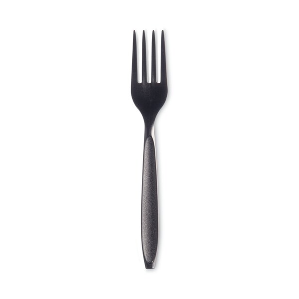 Solo Reliance Classic Plastic Cutlery, Medium Heavyweight, Fork, Black, 1000PK - RSKF-0004