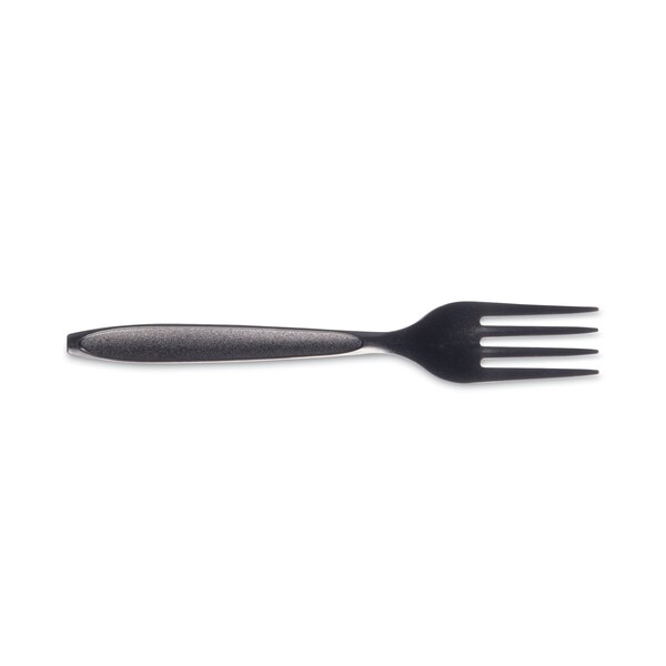 Solo Reliance Classic Plastic Cutlery, Medium Heavyweight, Fork, Black, 1000PK - RSKF-0004