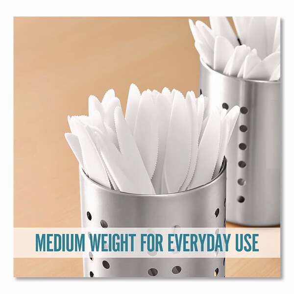 Perk Mediumweight Plastic Cutlery, Knife, Plastic, White, 1000PK - PK58699/PK56398