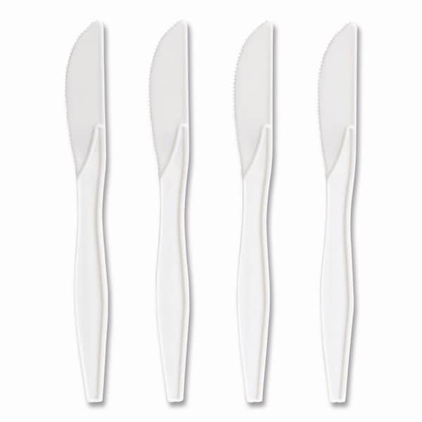 Perk Mediumweight Plastic Cutlery, Knife, Plastic, White, 1000PK - PK58699/PK56398