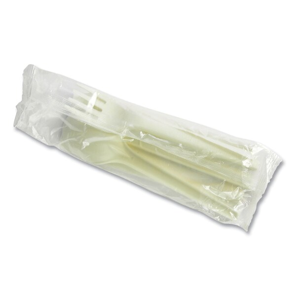 Vegware Cutlery Kits, Fork/Knife/Spoon/Napkin, White, PK250 - VW-KFSWN