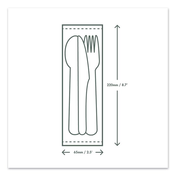 Vegware Cutlery Kits, Fork/Knife/Spoon/Napkin, White, PK250 - VW-KFSWN