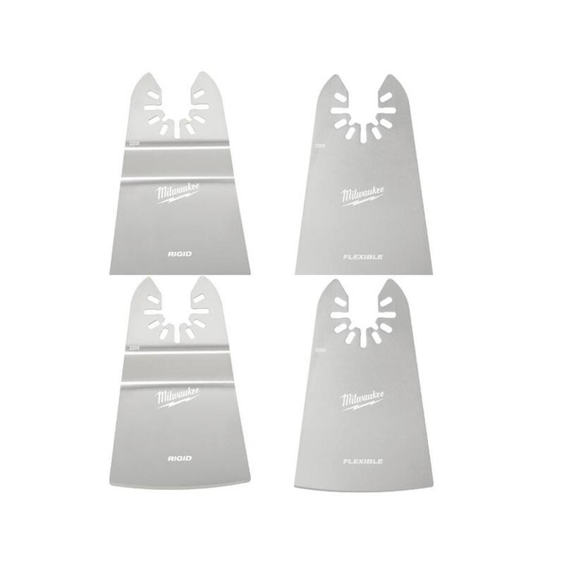 Kit de cuchillas oscilantes para raspador de ajuste universal rígido / flexible de acero inoxidable de 2 pulgadas de Milwaukee (4 piezas) - 49-25-2202-49-25-2202.
