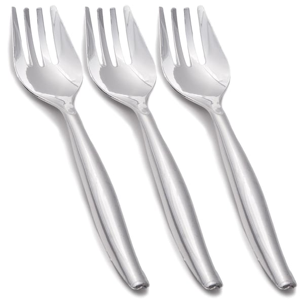 Smarty Had A Party Silver Disposable Plastic Serving Forks (150 Forks), 150PK - 2643-CASE