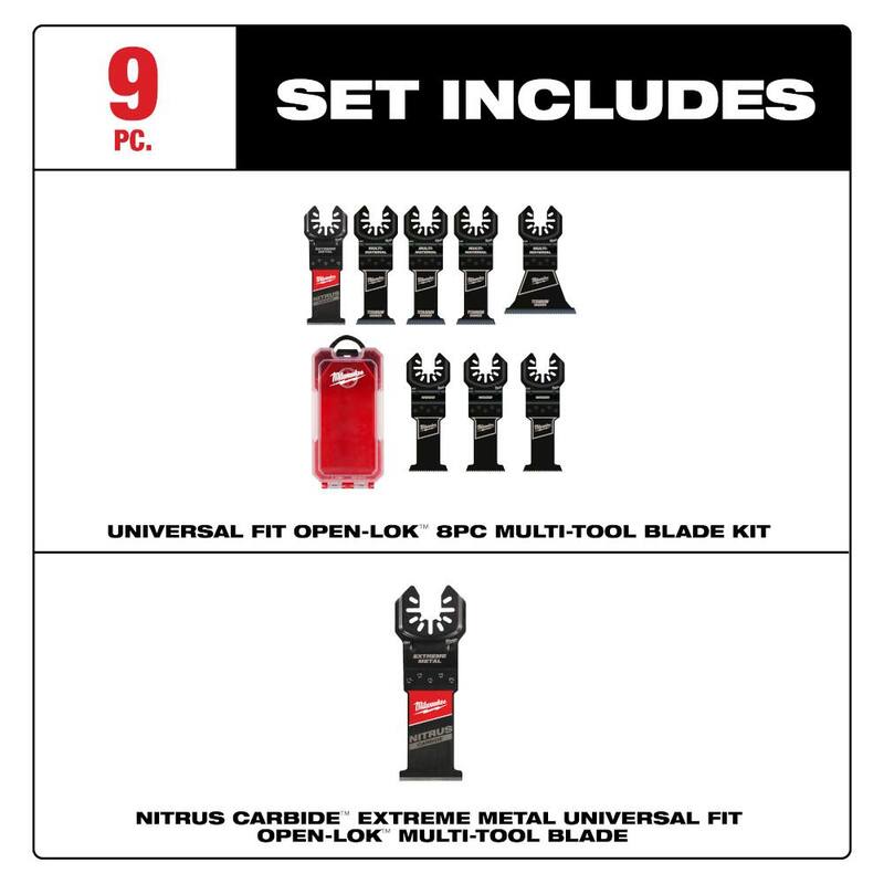 Set de hojas para herramienta multiusos oscilante de Milwaukee (9 piezas) - 49-10-9208W-49-25-1561