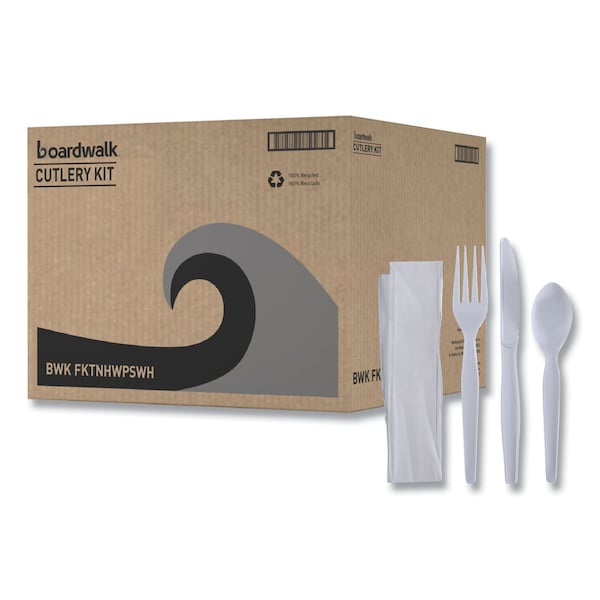Boardwalk Cutlery Kit, Fork/Knife/Napk, 4 pcs., PK250 - FKTNHWPSWH