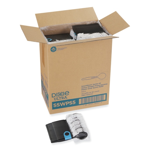 Dixie SmartStock Wrapped Heavy-Weight Cutlery Refill, Soup Spoon, Black, PK960, 960PK - SSWPS5