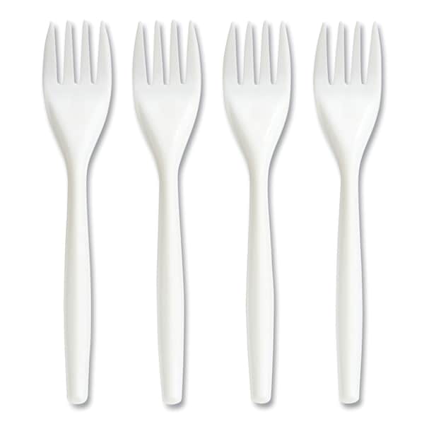 Perk Mediumweight Plastic Cutlery, Fork, White, PK300, 300PK - PK58702/PK56401