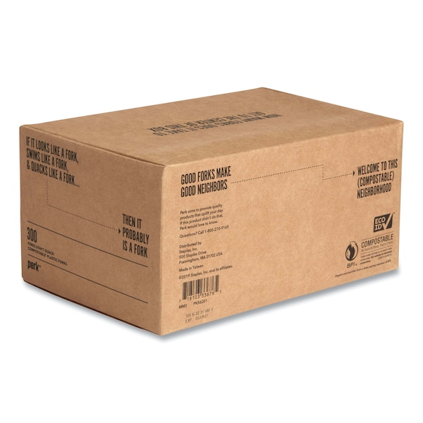 Perk Mediumweight Plastic Cutlery, Fork, White, PK300, 300PK - PK58702/PK56401