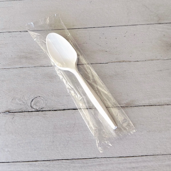 Boardwalk Mediumweight Wrapped Polystyrene Cutlery, Teaspoon, White, 1000PK - BWKSPOONMWPPIW