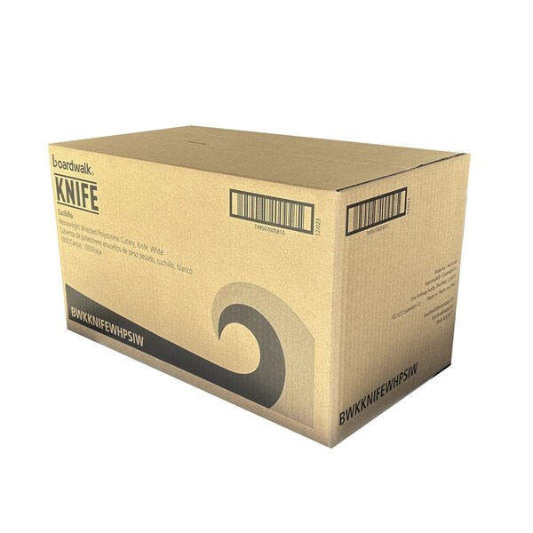Boardwalk Heavyweight Wrapped Polystyrene Cutlery, Knife, White, 1000PK - BWKKNIFEWHPSIW