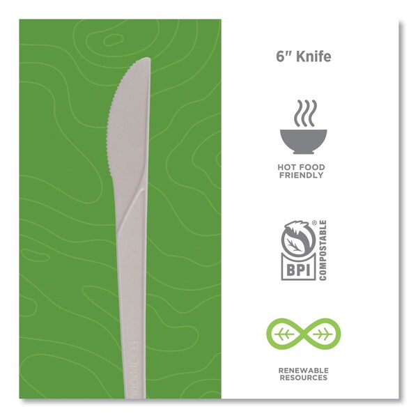 Eco-Products Plantware Compostable Cutlery, Knife, 6 in., White, 1000PK - EP-S011-W