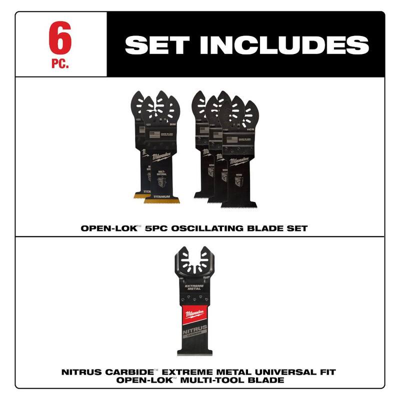 Juego de hojas oscilantes para multiherramienta de 1-3/8 pulgadas de Milwaukee (6 piezas) - 49-25-1135-49-25-1561.