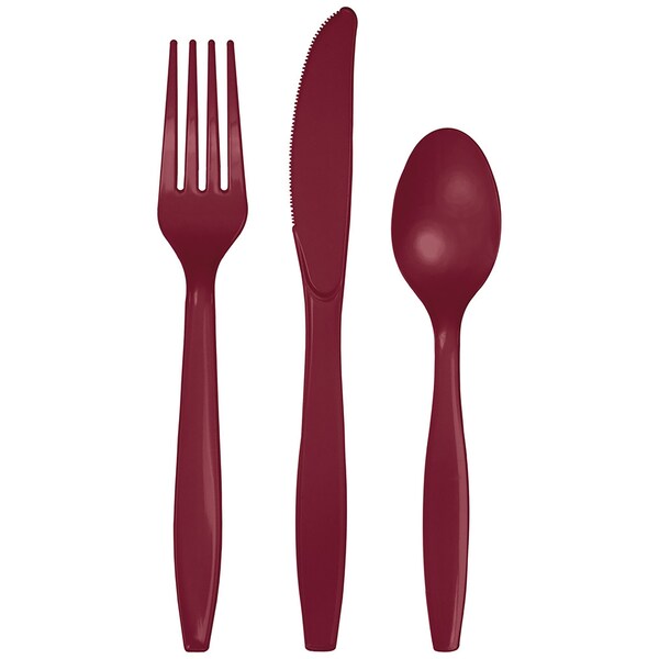 Touch Of Color Red Assorted Plastic Cutlery, Burgundy, 288PK - 013122