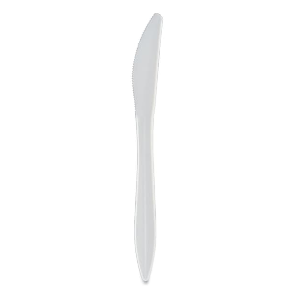 Berkley Square Individually Wrapped Mediumweight Cutlery, Knife, Plastic, White, 1000PK - BEPCUTKWR