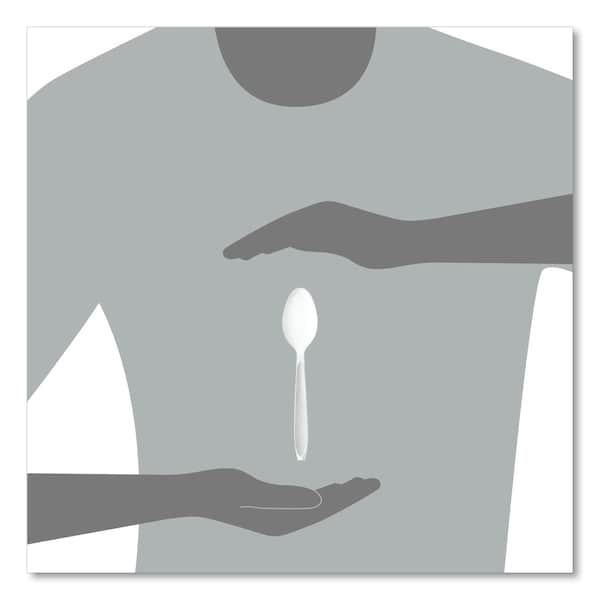 Solo Impress Heavyweight Full-Length Polystyrene Cutlery, Teaspoon, White, 100PK - HSWTX-0007