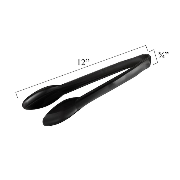 Smarty Had A Party 12 Black Disposable Plastic Serving Tongs 48 Tongs, 48PK - 4542-B-CASE