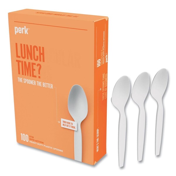 Trascocina Heavyweight Plastic Cutlery Teaspoon, White, 100PK - TR3753067