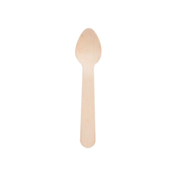Smarty Had A Party 3" Natural Birch Eco-Friendly Disposable Mini Dessert Spoons (600 Spoons), 600PK - 4664SP-CASE